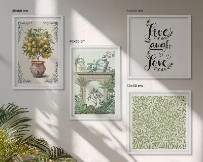 Plantes exotiques à feuilles vertes ensemble de 4 tableaux