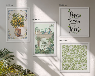 Ensemble de 4 tableaux Plantes exotiques à feuilles vertes