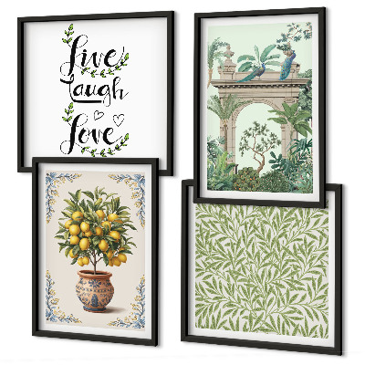 Ensemble de 4 tableaux Plantes exotiques à feuilles vertes