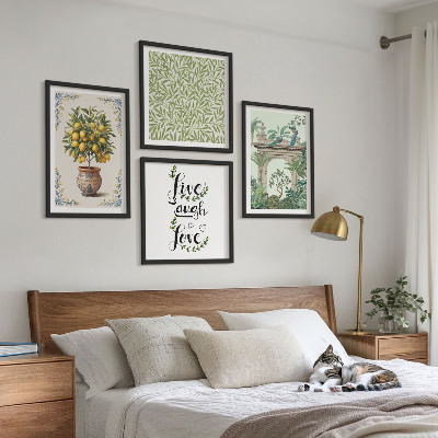 Ensemble de 4 tableaux Plantes exotiques à feuilles vertes