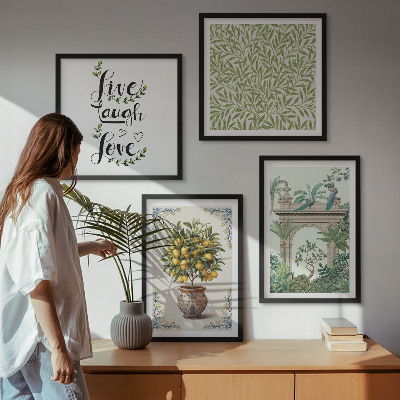 Ensemble de 4 tableaux Plantes exotiques à feuilles vertes