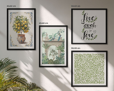 Ensemble de 4 tableaux Plantes exotiques à feuilles vertes