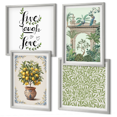 Ensemble de 4 tableaux Plantes exotiques à feuilles vertes