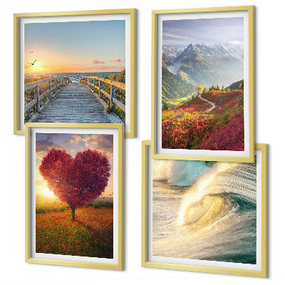 Mur de tableaux Paysages montagnes vagues arbre cœur jetée