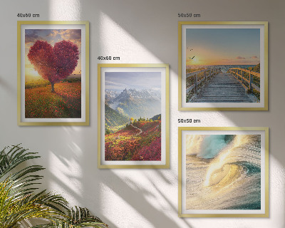 Mur de tableaux Paysages montagnes vagues arbre cœur jetée
