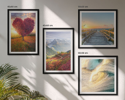 Mur de tableaux Paysages montagnes vagues arbre cœur jetée