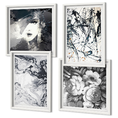 Polyptyque z cadres Motifs abstraits en noir et blanc