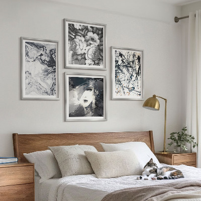 Polyptyque z cadres Motifs abstraits en noir et blanc