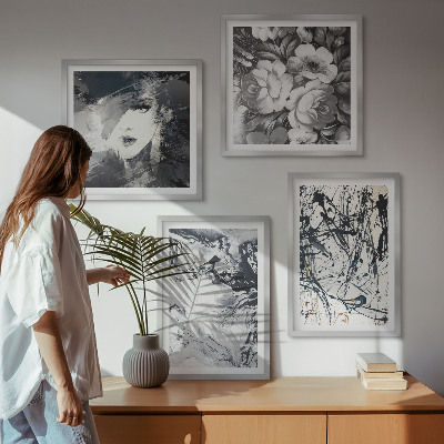 Polyptyque z cadres Motifs abstraits en noir et blanc