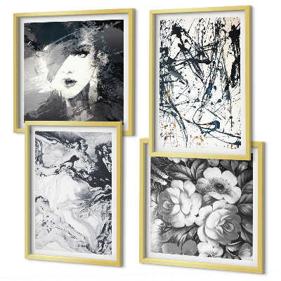 Polyptyque z cadres Motifs abstraits en noir et blanc