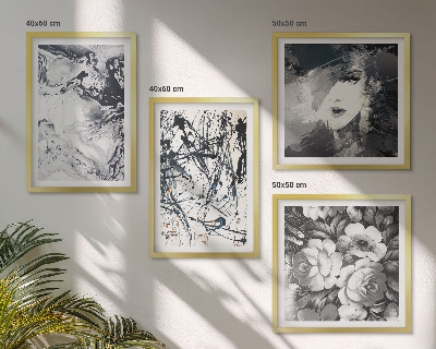 Polyptyque z cadres Motifs abstraits en noir et blanc