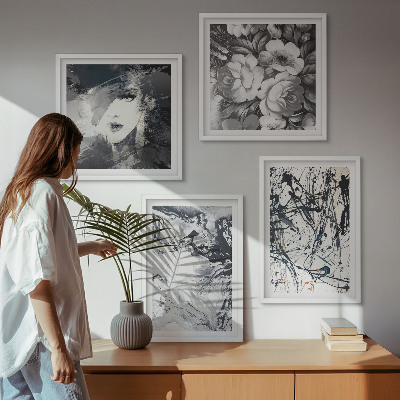 Polyptyque z cadres Motifs abstraits en noir et blanc