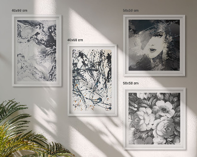 Polyptyque z cadres Motifs abstraits en noir et blanc