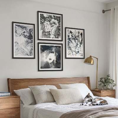 Polyptyque z cadres Motifs abstraits en noir et blanc