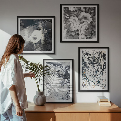 Polyptyque z cadres Motifs abstraits en noir et blanc