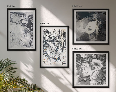 Polyptyque z cadres Motifs abstraits en noir et blanc
