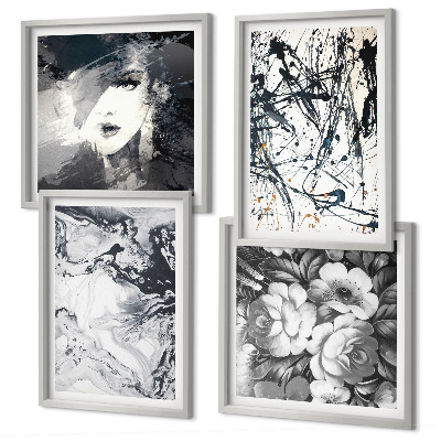 Polyptyque z cadres Motifs abstraits en noir et blanc