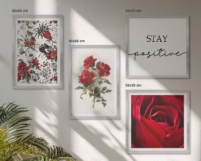 Ensemble de 4 tableaux Inscription aux fleurs de roses rouges