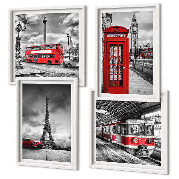 Mur de tableaux Villes emblématiques londres paris chemin de fer