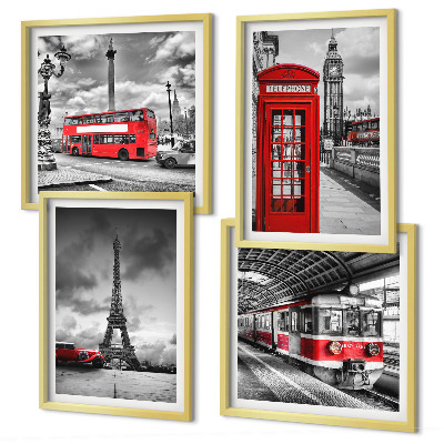 Mur de tableaux Villes emblématiques londres paris chemin de fer