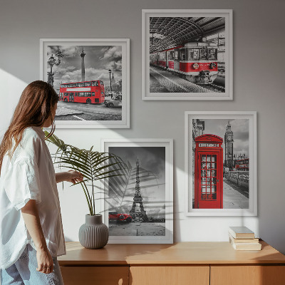 Mur de tableaux Villes emblématiques londres paris chemin de fer