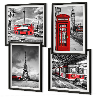 Mur de tableaux Villes emblématiques londres paris chemin de fer
