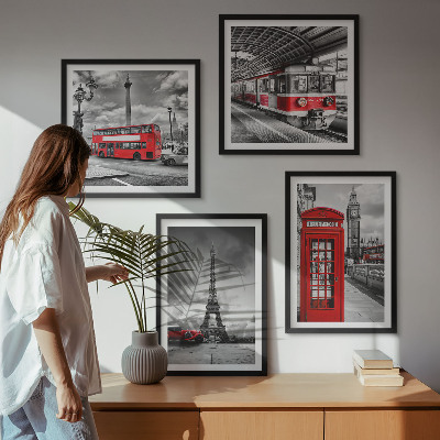 Mur de tableaux Villes emblématiques londres paris chemin de fer