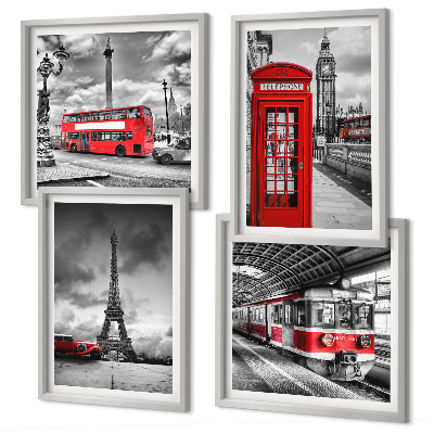 Mur de tableaux Villes emblématiques londres paris chemin de fer