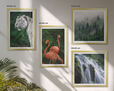 Polyptyque z cadres Cascade du tigre flamants roses nature