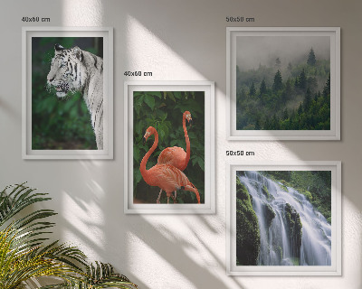 Polyptyque z cadres Cascade du tigre flamants roses nature