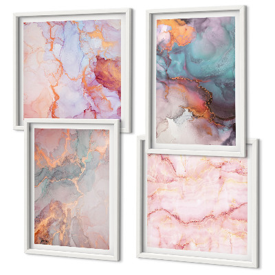 Ensemble de 4 tableaux Motifs pastel abstraits