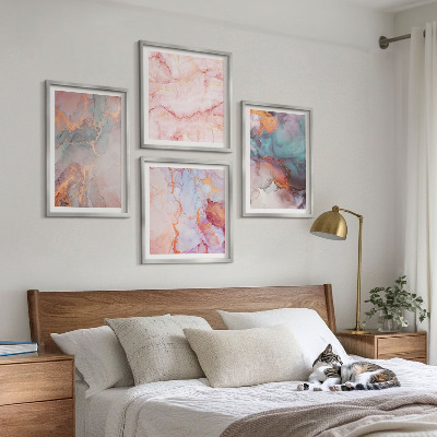 Ensemble de 4 tableaux Motifs pastel abstraits