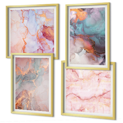 Ensemble de 4 tableaux Motifs pastel abstraits