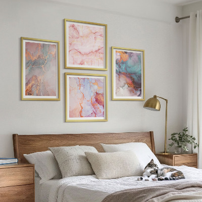 Ensemble de 4 tableaux Motifs pastel abstraits
