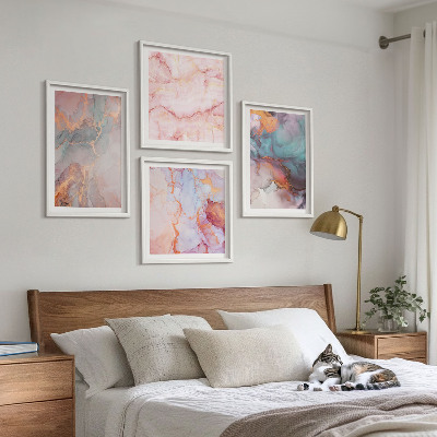 Ensemble de 4 tableaux Motifs pastel abstraits