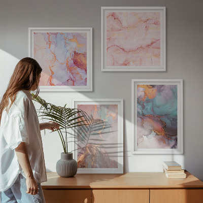 Ensemble de 4 tableaux Motifs pastel abstraits