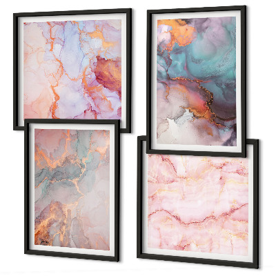 Ensemble de 4 tableaux Motifs pastel abstraits