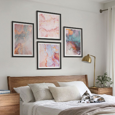 Ensemble de 4 tableaux Motifs pastel abstraits