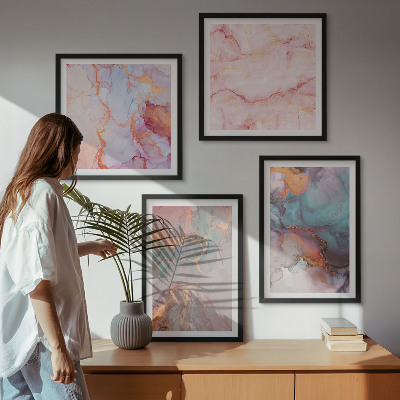 Ensemble de 4 tableaux Motifs pastel abstraits