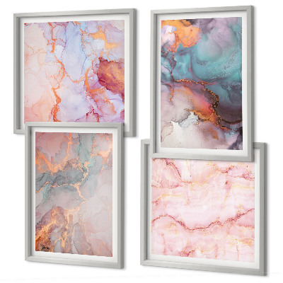 Ensemble de 4 tableaux Motifs pastel abstraits