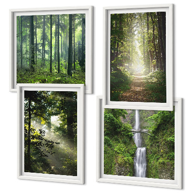 Mur de tableaux Rayons de lumière des forêts vertes