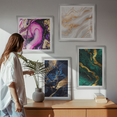 Ensemble de 4 tableaux Marbre abstrait avec des peintures
