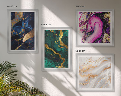 Ensemble de 4 tableaux Marbre abstrait avec des peintures