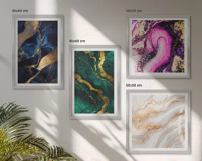 Ensemble de 4 tableaux motif marbre abstrait
