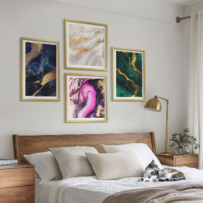 Ensemble de 4 tableaux Marbre abstrait avec des peintures