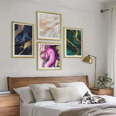 Ensemble de 4 tableaux motif marbre abstrait
