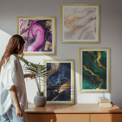 Ensemble de 4 tableaux Marbre abstrait avec des peintures