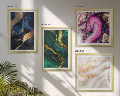 Ensemble de 4 tableaux motif marbre abstrait