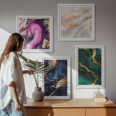 Ensemble de 4 tableaux Marbre abstrait avec des peintures