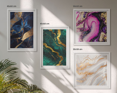 Ensemble de 4 tableaux Marbre abstrait avec des peintures